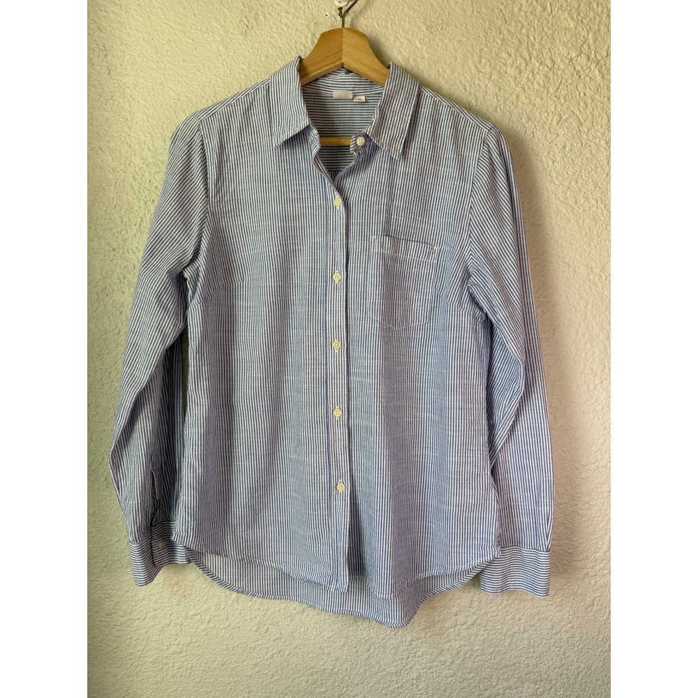 Gap Womens XS Blue White Striped‎ Button Down Shirt Cotton Long Sleeve Collared